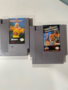 Nintendo NES WrestleMania & WrestleMania Challenge Cartridges - Gray